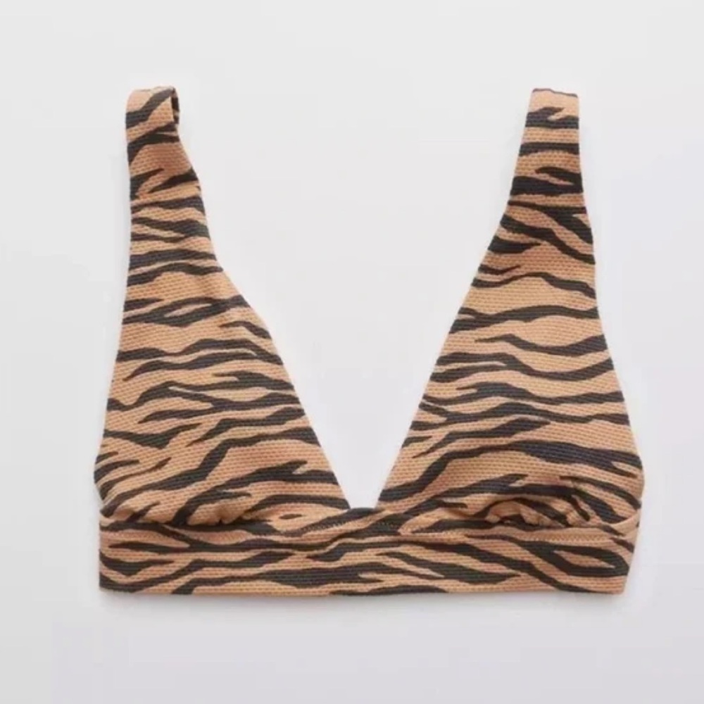 Aerie Zebra Print Pull On Triangle Scoop Bikini T… - image 1